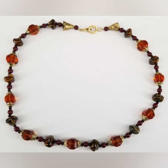 Erwin Pearl Amber /Orange Glass Beaded Rare Vintage Signed Necklace - Picture 5 of 14